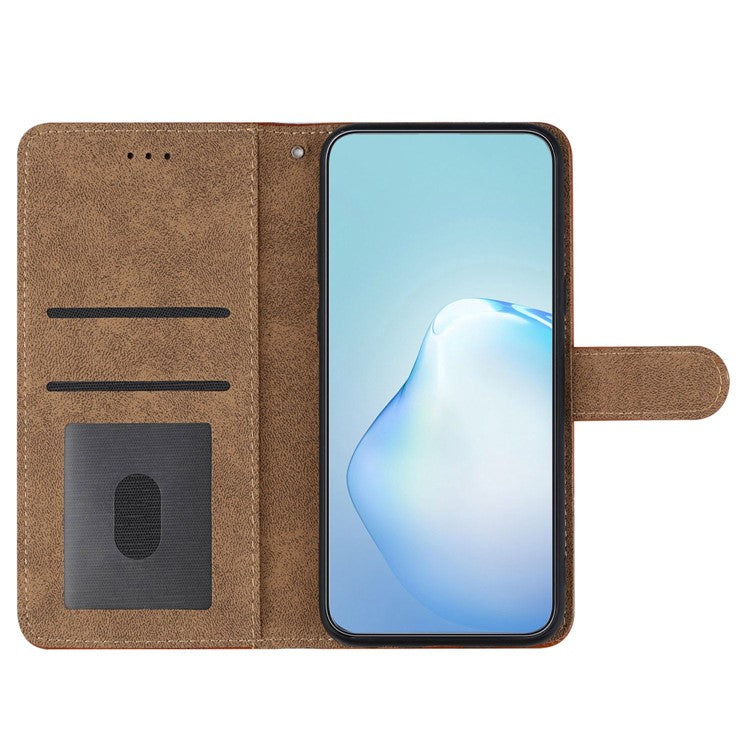 Cowhide Texture Phone Cover for Motorola Moto G52 4G / G82 5G, Business Style PU Leather Sewing Line Decor Wallet  Stand Flip Case - Brown
