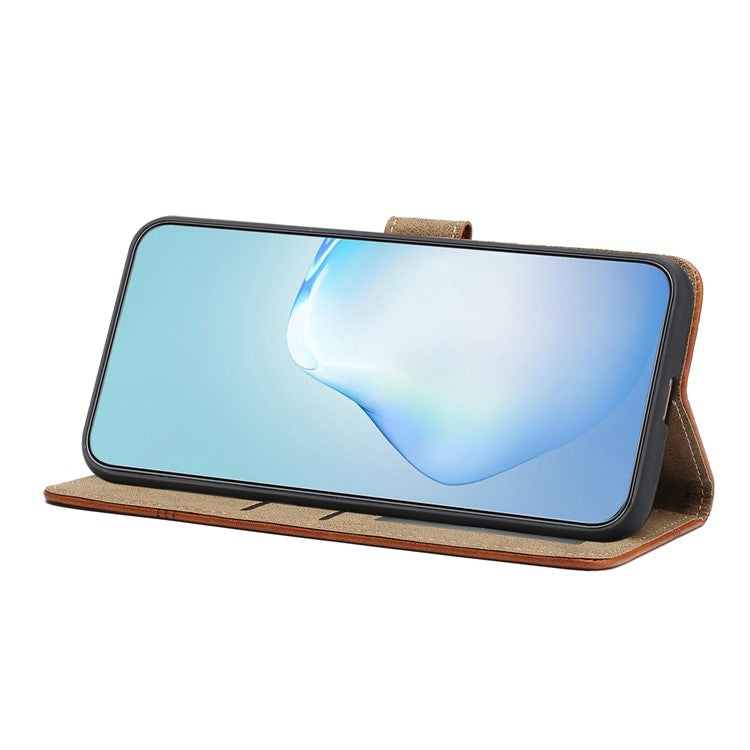 Cowhide Texture Phone Cover for Motorola Moto G52 4G / G82 5G, Business Style PU Leather Sewing Line Decor Wallet  Stand Flip Case - Brown