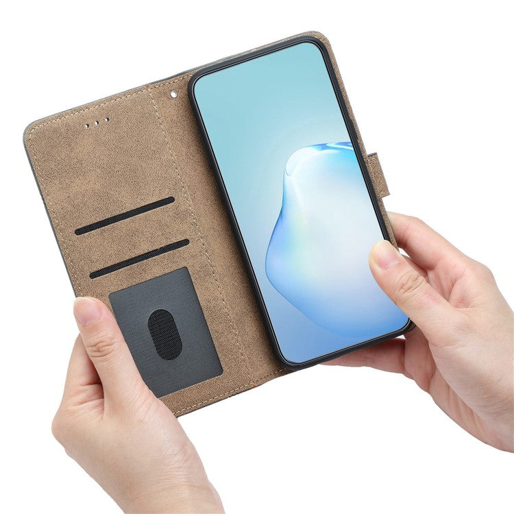 Cowhide Texture Phone Cover for Motorola Moto G52 4G / G82 5G, Business Style PU Leather Sewing Line Decor Wallet  Stand Flip Case - Blue