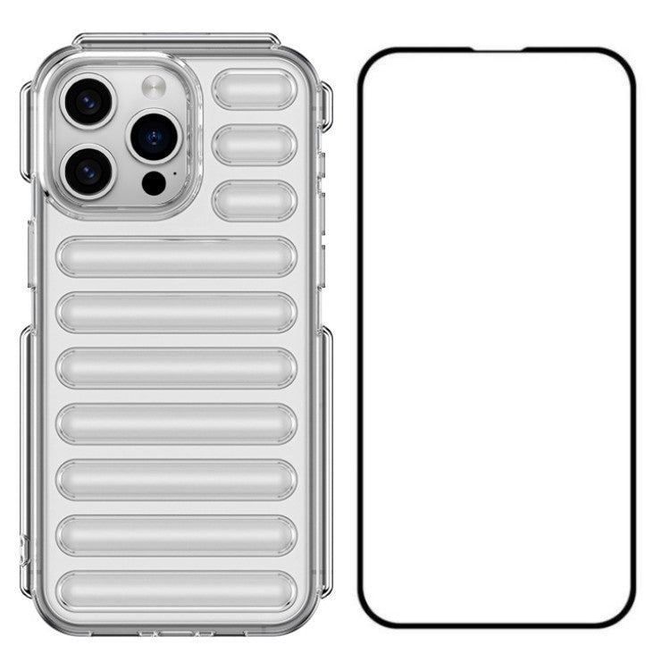 WANLONFENG LK Series for iPhone 14 Pro Case TPU Phone Cover with Screen Film Capsule Shockproof Protection - Transparent
