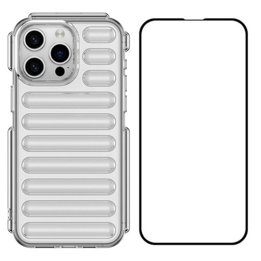 WANLONFENG LK Series for iPhone 14 Pro Case TPU Phone Cover with Screen Film Capsule Shockproof Protection - Transparent