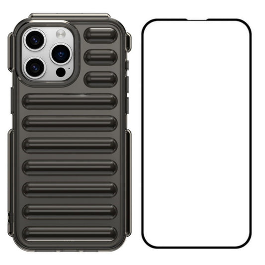 WANLONFENG LK Series for iPhone 14 Pro Max Case Capsule Protective TPU Phone Cover with Screen Film - Transparent Grey