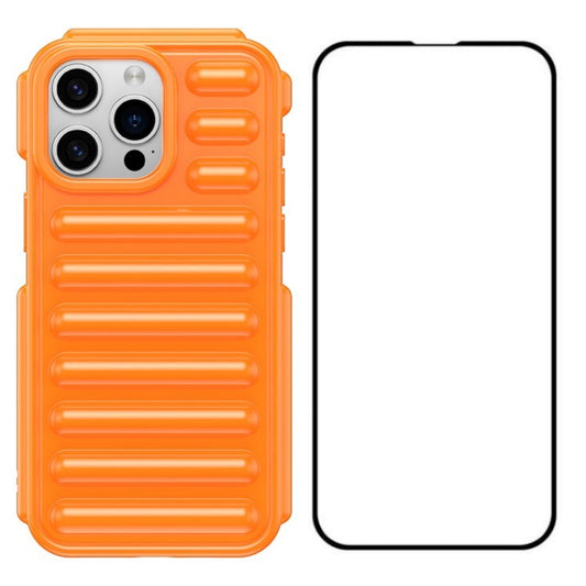 WANLONFENG LK Series for iPhone 14 Pro Max Case Capsule Protective TPU Phone Cover with Screen Film - Orange