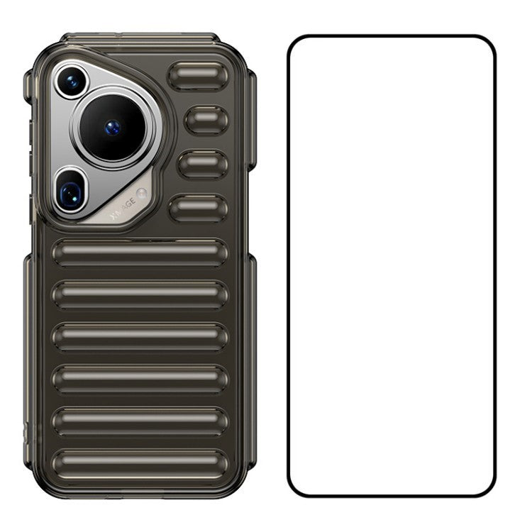 WANLONFENG LK Series for Huawei Pura 70 Ultra Case Capsule Rugged TPU Phone Cover with Screen Film - Transparent Grey
