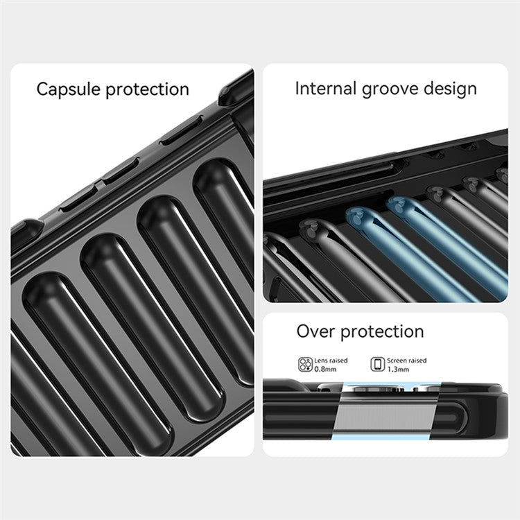 WANLONFENG LK Series for Huawei Pura 70 Ultra Case Capsule Rugged TPU Phone Cover with Screen Film - Transparent Grey