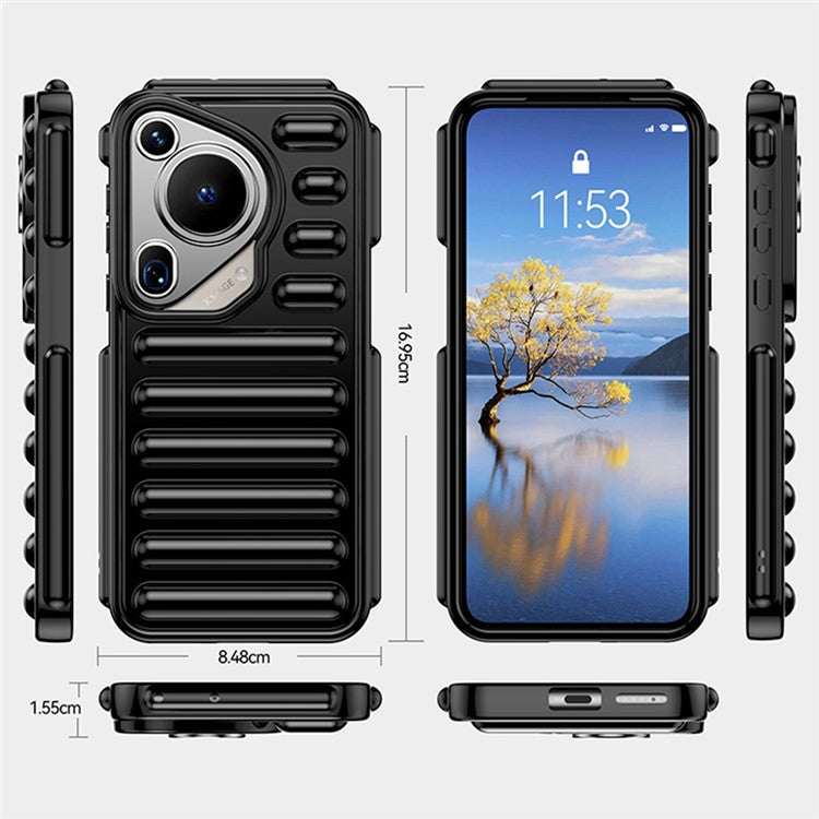 WANLONFENG LK Series for Huawei Pura 70 Ultra Case Capsule Rugged TPU Phone Cover with Screen Film - Transparent Grey