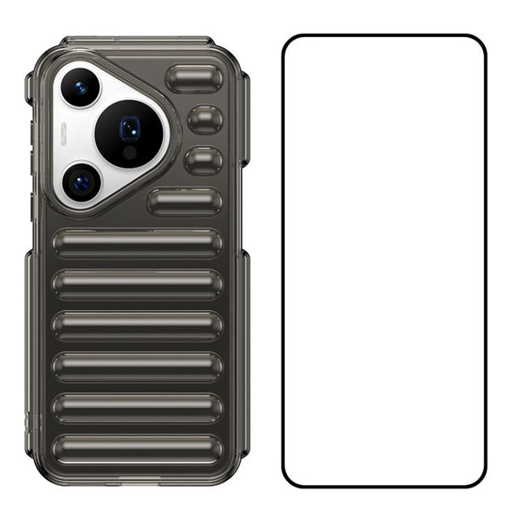 WANLONFENG LK Series for Huawei Pura 70 Pro / Pura 70 Pro+ Case Capsule Flexible TPU Shell with Screen Film - Transparent Grey