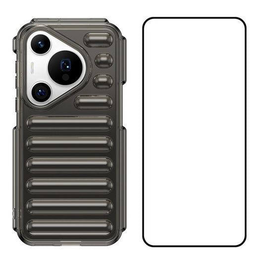 WANLONFENG LK Series for Huawei Pura 70 Pro / Pura 70 Pro+ Case Capsule Flexible TPU Shell with Screen Film - Transparent Grey
