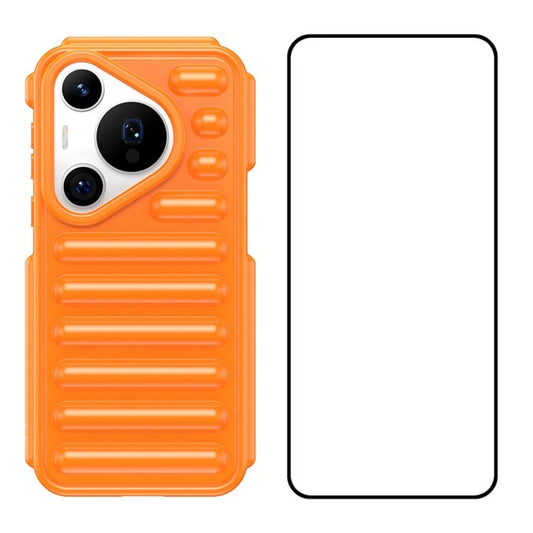 WANLONFENG LK Series for Huawei Pura 70 Pro / Pura 70 Pro+ Case Capsule Flexible TPU Shell with Screen Film - Orange