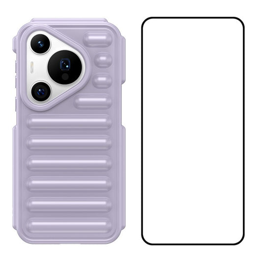 WANLONFENG LK Series for Huawei Pura 70 Pro / Pura 70 Pro+ Case Capsule Flexible TPU Shell with Screen Film - Purple
