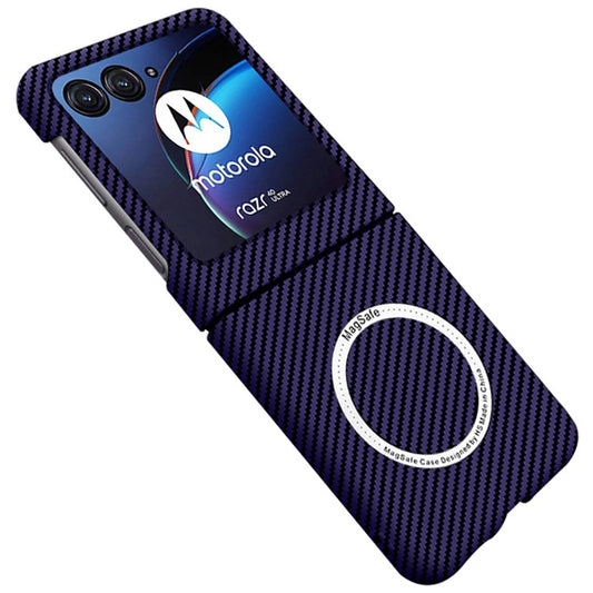 For Motorola Razr 50 5G Case Compatible with MagSafe Aramid Fiber+PC Phone Cover - Purple