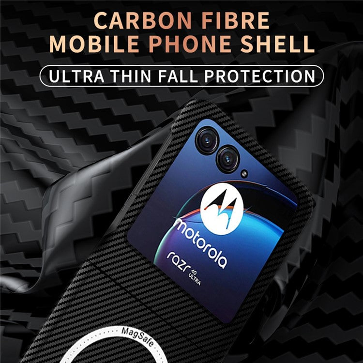 For Motorola Razr 50 5G Case Compatible with MagSafe Aramid Fiber+PC Phone Cover - Purple