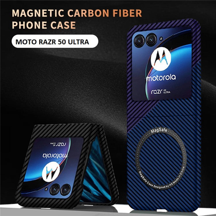 For Motorola Razr 50 5G Case Compatible with MagSafe Aramid Fiber+PC Phone Cover - Purple