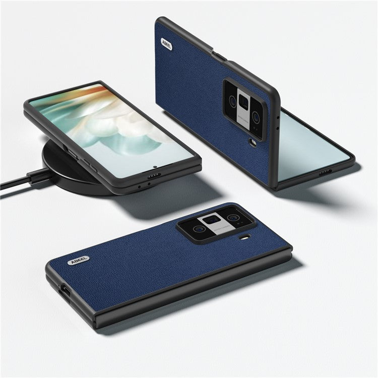 ABEEL For Honor Magic Vs3 5G Case Genuine Cow Leather Hard PC Phone Back Cover - Blue