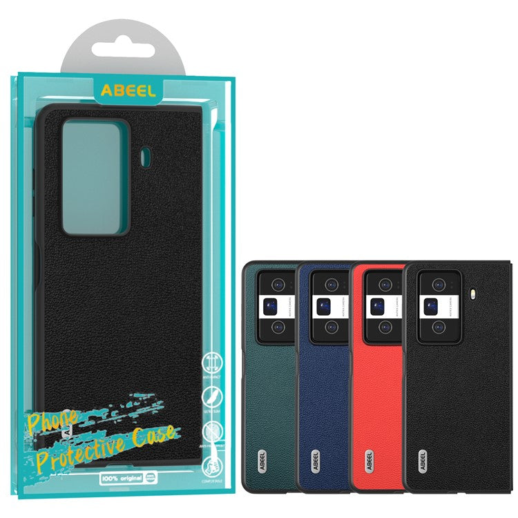 ABEEL For Honor Magic Vs3 5G Case Genuine Cow Leather Hard PC Phone Back Cover - Blue