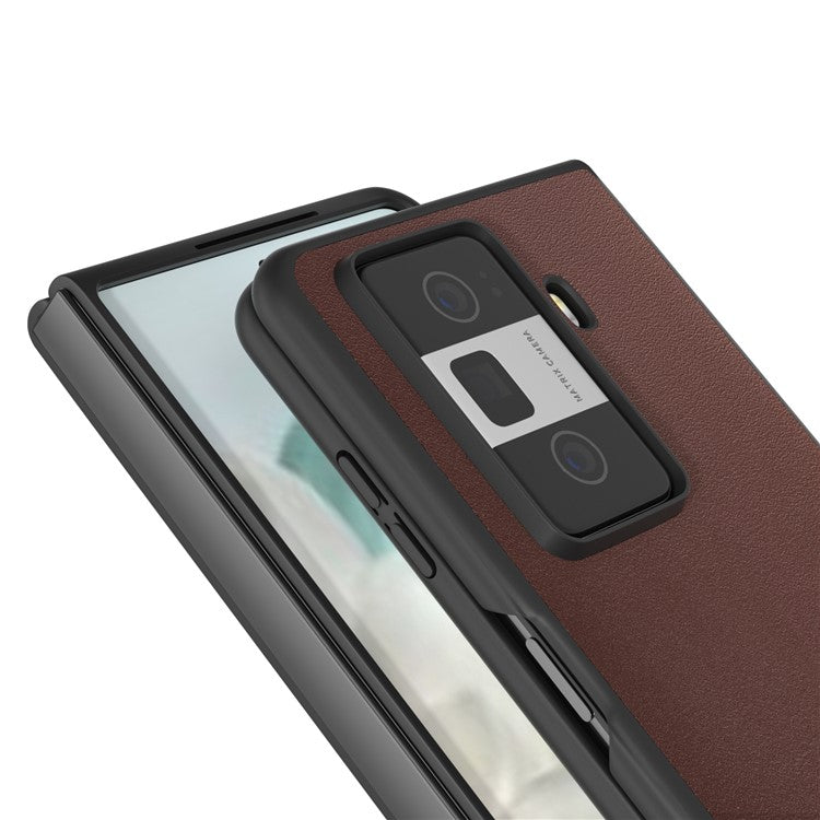 ABEEL For Honor Magic Vs3 5G Case Genuine Cow Leather Coated Hard PC Phone Cover - Coffee