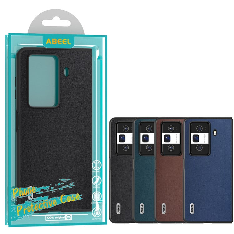 ABEEL For Honor Magic Vs3 5G Case Genuine Cow Leather Coated Hard PC Phone Cover - Blue