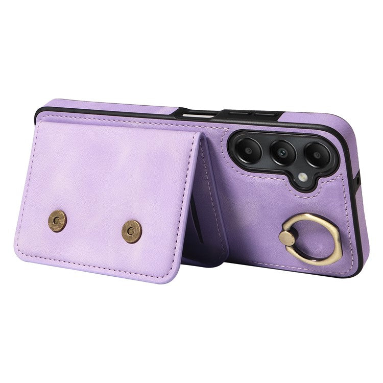 001 For Samsung Galaxy A05s 4G Case Leather + TPU Phone Cover 360-Degree Ring Holder - Light Purple
