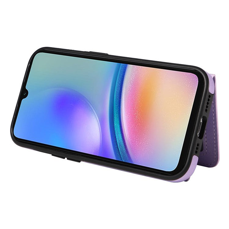 001 For Samsung Galaxy A05s 4G Case Leather + TPU Phone Cover 360-Degree Ring Holder - Light Purple