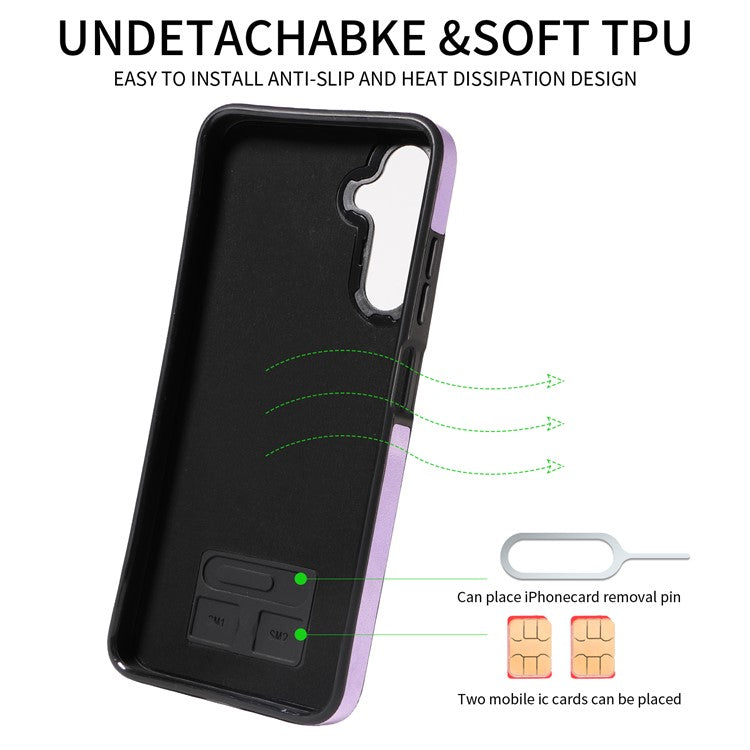 001 For Samsung Galaxy A05s 4G Case Leather + TPU Phone Cover 360-Degree Ring Holder - Light Purple