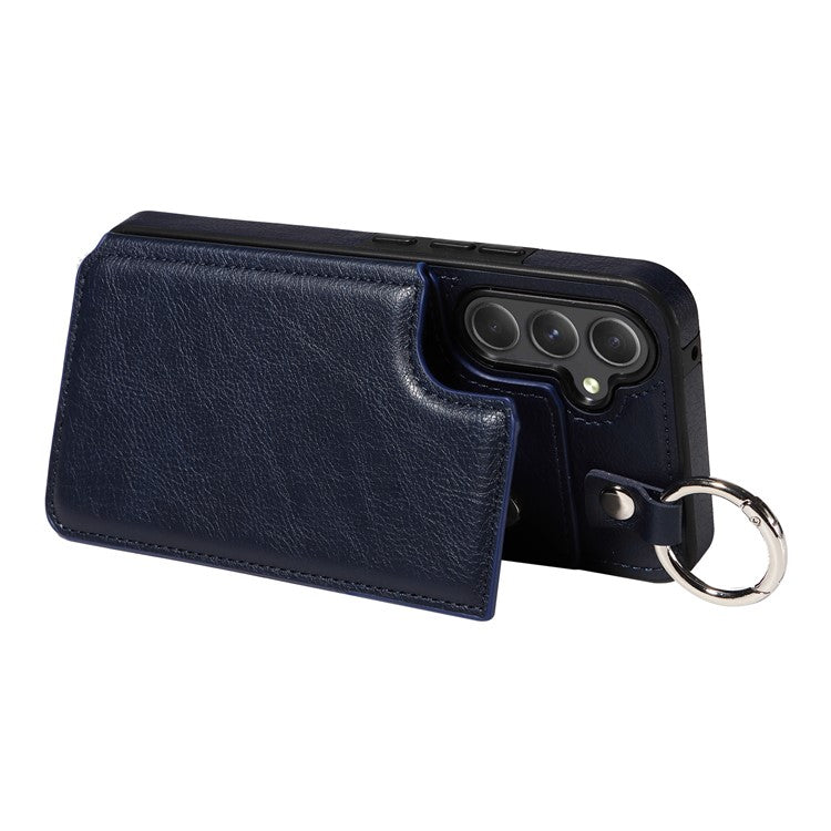 003 For Samsung Galaxy A54 5G Case Anti-Drop Ring Buckle Leather Back Cover Card Holder - Sapphire