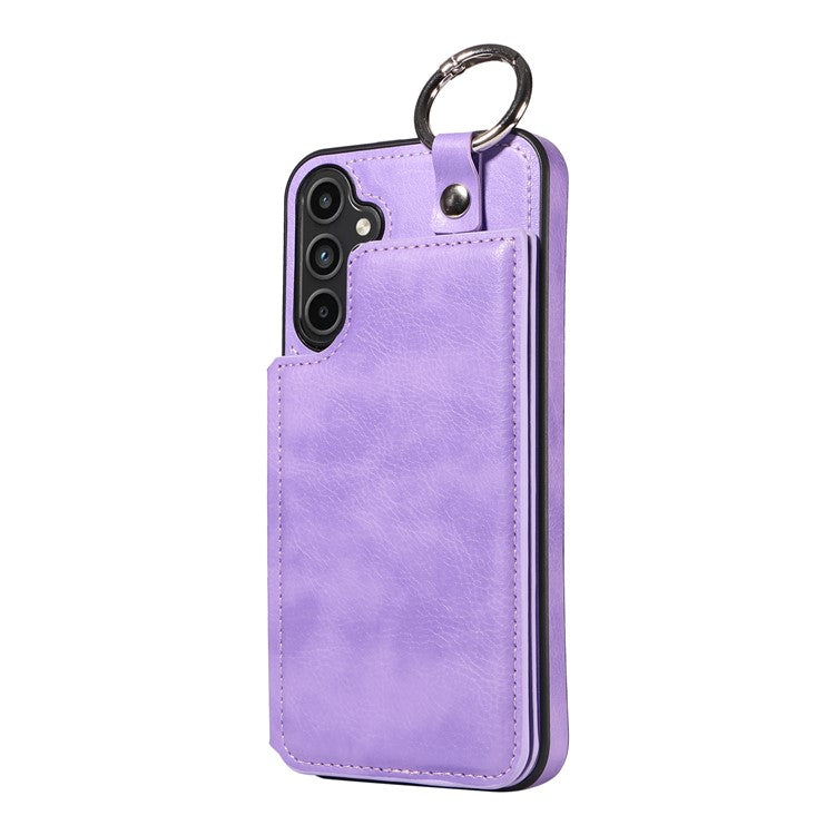 003 For Samsung Galaxy A15 5G Case Litchi Texture Leather + TPU Phone Cover Anti-Drop Ring Buckle - Light Purple
