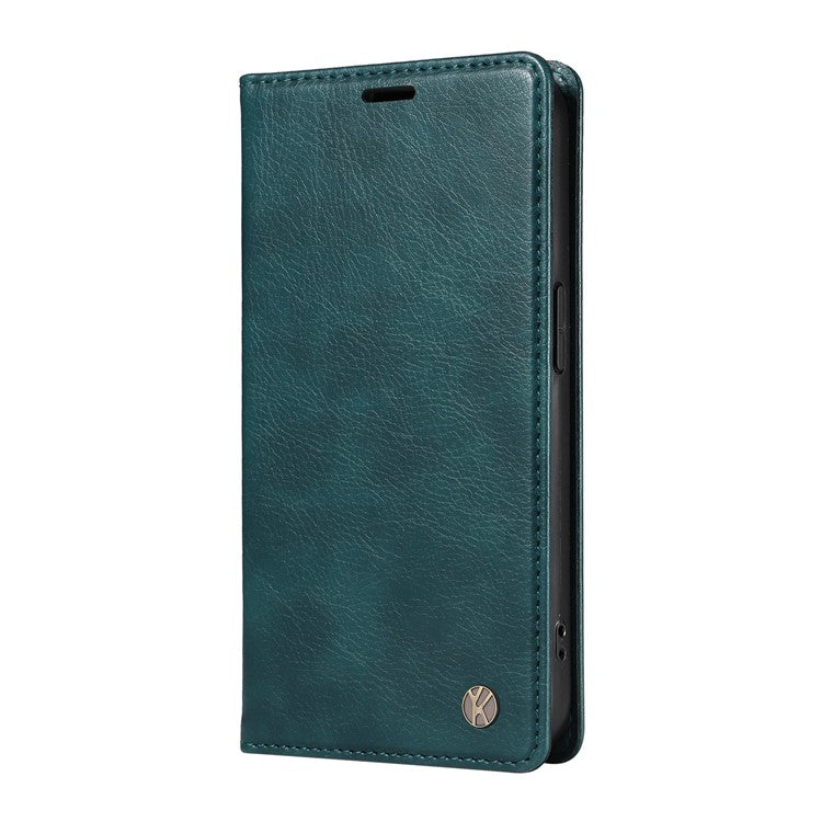 YIKATU YK-006 For Realme GT 6 5G Case Card Slots Magnetic Closure Leather Phone Cover Litchi Texture - Blue