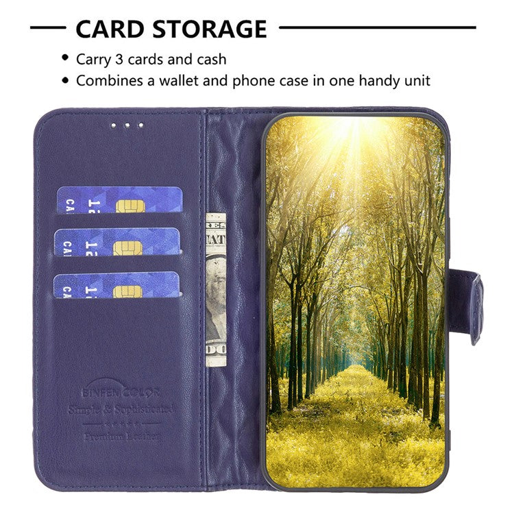 BINFEN COLOR BF Style-14 For Xiaomi Redmi K70 Ultra Case Rhombus Phone Leather Cover Stand - Blue