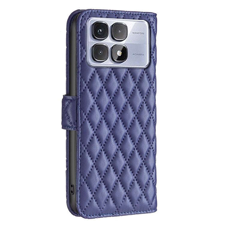 BINFEN COLOR BF Style-14 For Xiaomi Redmi K70 Ultra Case Rhombus Phone Leather Cover Stand - Blue