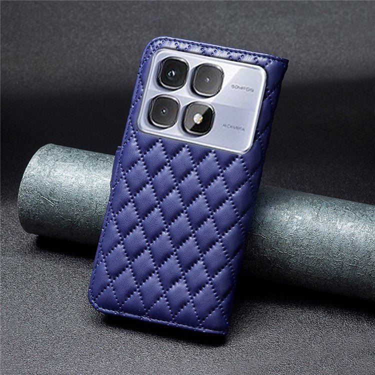 BINFEN COLOR BF Style-14 For Xiaomi Redmi K70 Ultra Case Rhombus Phone Leather Cover Stand - Blue