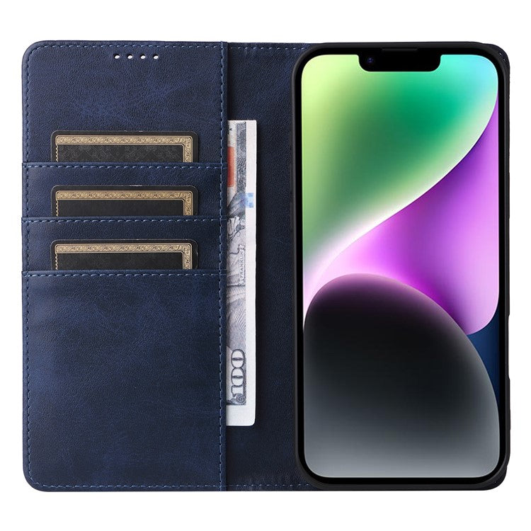 For iPhone 14 / 13 Case RFID Blocking PU Leather Phone Wallet Cover - Blue