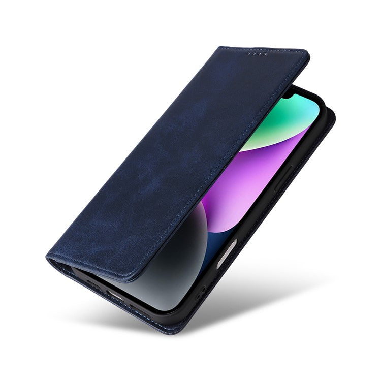 For iPhone 14 / 13 Case RFID Blocking PU Leather Phone Wallet Cover - Blue