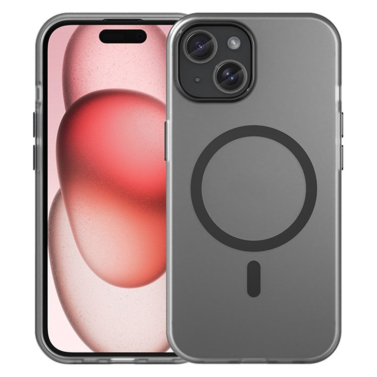 WANLONFENG LK1 Series for iPhone 14 Magnetic Phone Case TPU+PC Anti-Drop Cover with Screen Film - Black