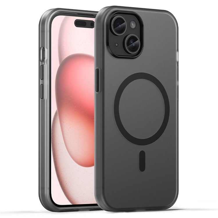 WANLONFENG LK1 Series for iPhone 14 Magnetic Phone Case TPU+PC Anti-Drop Cover with Screen Film - Black