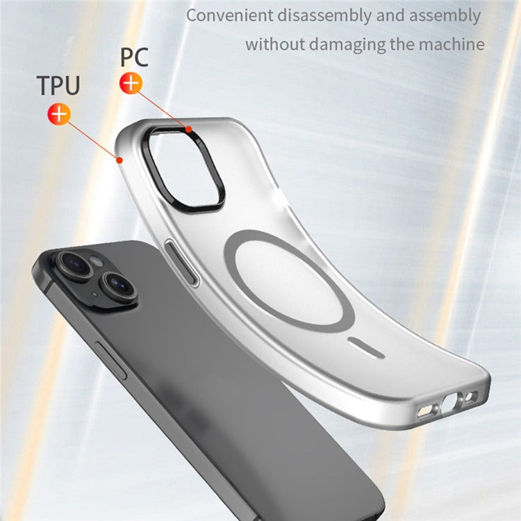WANLONFENG LK1 Series for iPhone 14 Magnetic Phone Case TPU+PC Anti-Drop Cover with Screen Film - Black