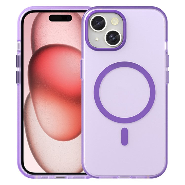 WANLONFENG LK1 Series for iPhone 14 Magnetic Phone Case TPU+PC Anti-drop Cover with Screen Film - Purple
