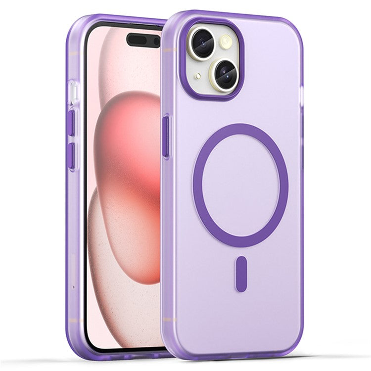 WANLONFENG LK1 Series for iPhone 14 Magnetic Phone Case TPU+PC Anti-drop Cover with Screen Film - Purple