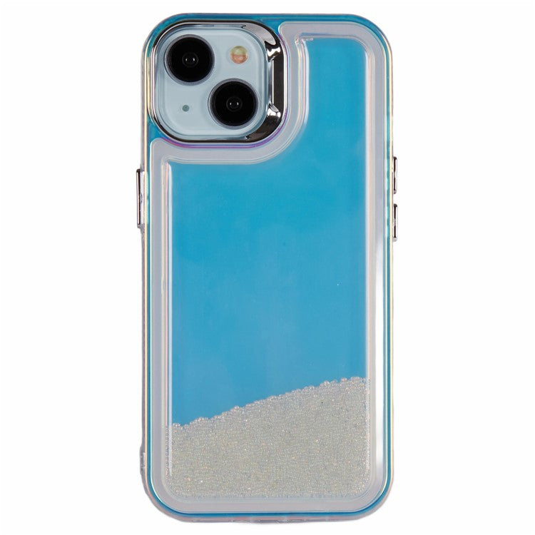 For iPhone 14 Cell Phone Cover Flowing Beads PC+TPU Back Case -  White