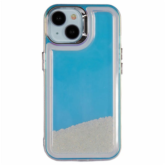 For iPhone 14 Cell Phone Cover Flowing Beads PC+TPU Back Case -  White