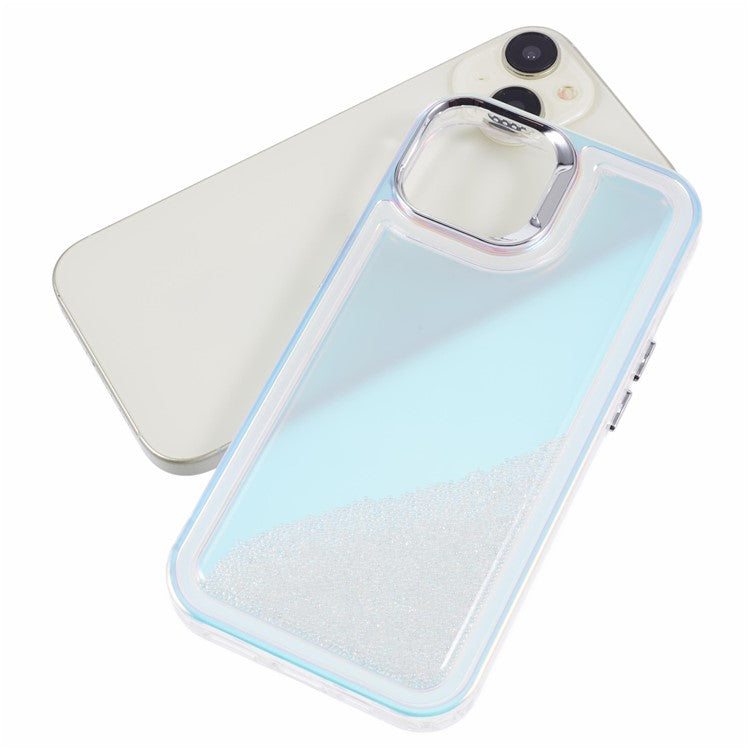 For iPhone 14 Cell Phone Cover Flowing Beads PC+TPU Back Case -  White