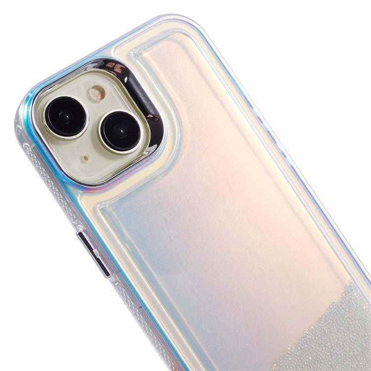 For iPhone 14 Cell Phone Cover Flowing Beads PC+TPU Back Case -  White