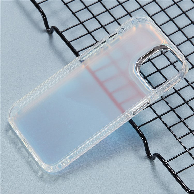 For iPhone 14 Cell Phone Cover Flowing Beads PC+TPU Back Case -  White