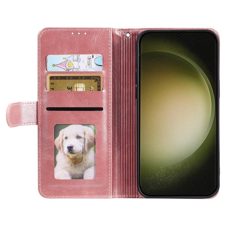 013 Style For Samsung Galaxy A16 5G Case Anti-Fall PU Leather Phone Cover with 6 Card Slots - Rose Gold
