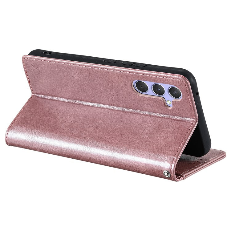 013 Style For Samsung Galaxy A16 5G Case Anti-Fall PU Leather Phone Cover with 6 Card Slots - Rose Gold