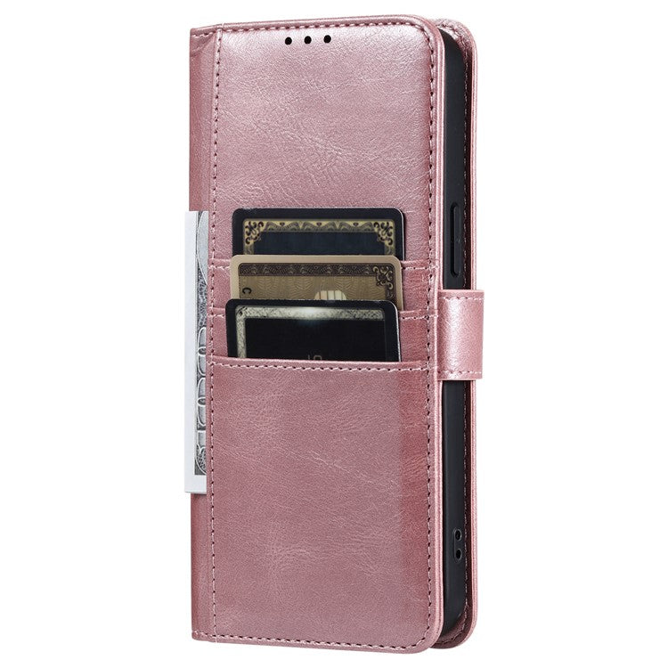 013 Style For Samsung Galaxy A16 5G Case Anti-Fall PU Leather Phone Cover with 6 Card Slots - Rose Gold