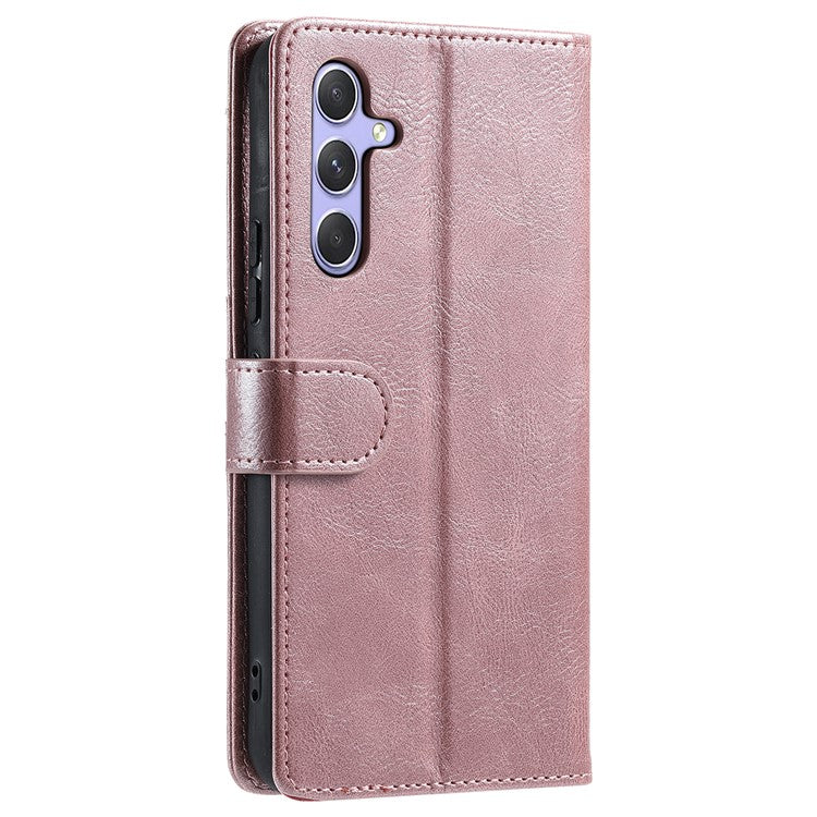 013 Style For Samsung Galaxy A16 5G Case Anti-Fall PU Leather Phone Cover with 6 Card Slots - Rose Gold