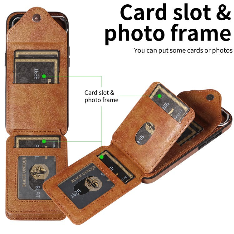 005 For Samsung Galaxy A15 5G Case PU Leather Crossbody Back Cover Finger Ring Holder - Brown
