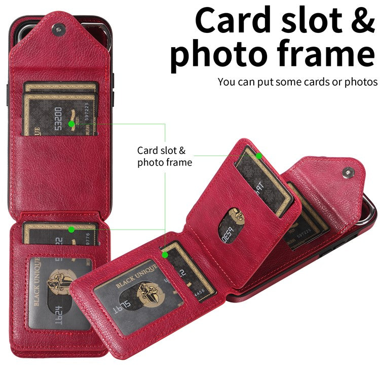 005 For Samsung Galaxy A05 4G Case Card Holder Litichi Grain Leather+TPU Crossbody Phone Cover - Wine Red