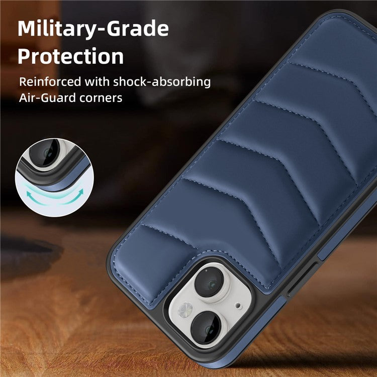 For iPhone 14 Plus Case Compatible with MagSafe RFID Blocking Card Slot Leather Back Cover - Blue