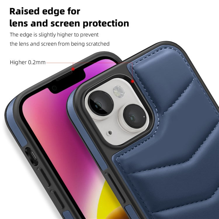 For iPhone 14 Plus Case Compatible with MagSafe RFID Blocking Card Slot Leather Back Cover - Blue